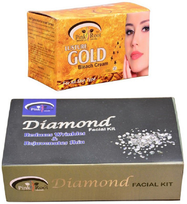 

Pink Root Gold Bleach 250gm, Diamond Facial Kit 83gm(Set of 2)