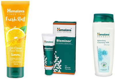 

Himalaya fresh start oil clear lemon face wash, refreshig cleansing milk, bleminor anti blemish cream(Set of 3)