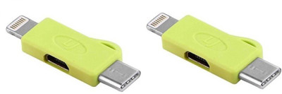 

OLECTRA pack of 2 Premium Series 3 IN 1 Micro USB to Lightning 8 Pin and Type C Converter CHARGING ADAPTER OTG Cable OTG Cable(Green)