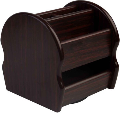 

ZesTale 4 Compartments Wooden Pen Stand(Brown)