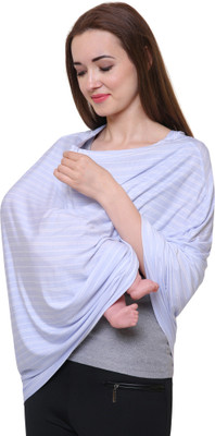 

Feather Hug 360° Nursing Cover Breastfeeding Cover Scarf - Baby Car Seat Canopy, Shopping Cart, Stroller, Carseat Covers For Girls & Boys - Best Multi -Use Infinity Stretchy Shawl, Perfect Baby Shower Gift Feeding Cloak(Sky Blue Stripe)