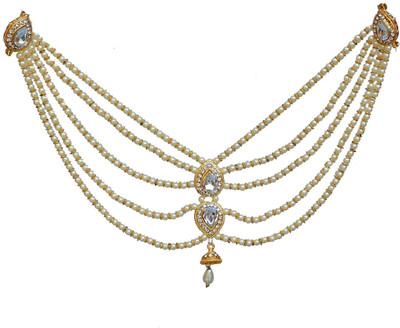 Charming Jewelry Saree Blouse Jewelry Hair Chain(White)
