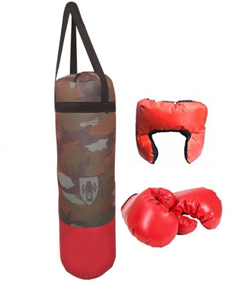 

IndusBay Kids Boxing Set kit, Military Green Children Kids boxing Kit with Punching Bag, Gloves & Headgear Boxing Kit