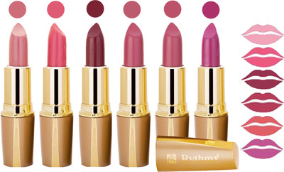 

Rythmx Creamy Shining Lipstick For Women Regular Use (Set Of 6 Pcs) 41(Peach, Rospberry, Dark Brown, Light Crimsom, Crimsom, Purple, 24 g)