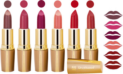

Rythmx Creamy Shining Lipstick For Women Regular Use (Set Of 6 Pcs) 52(Light Brown, Dark Purple, Magenta, Brick Pink, Tomato Red, Cherry Red, 24 g)