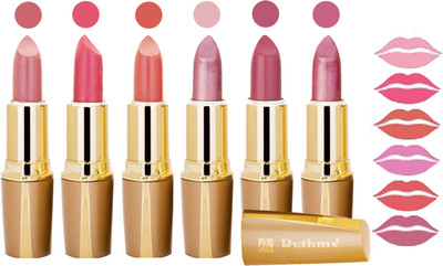 

Rythmx Creamy Shining Lipstick For Women Regular Use (Set Of 6 Pcs) 12(Peach, Rospberry, Brick Pink, Lavender Pink, Baby Pink, Crimson)