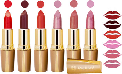 

Rythmx Creamy Shining Lipstick For Women Regular Use (Set Of 6 Pcs) 13(Chili Red, Brown, Orange, Lavender Pink, Sangeria, Baby Pink, 24 g)