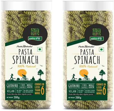 

NutraHi Spinach Gluten Free Pasta Pack of 2 - 200g Each Fusilli Pasta(400 g)