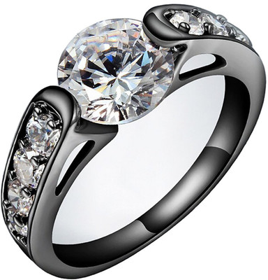 DeeeVam Metal Swarovski Crystal Platinum Plated Ring