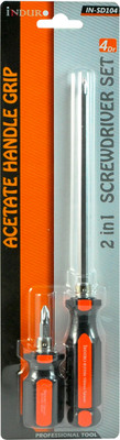 

INDURO SD-104 Double End Screwdriver set(Pack of 2), Orange / green