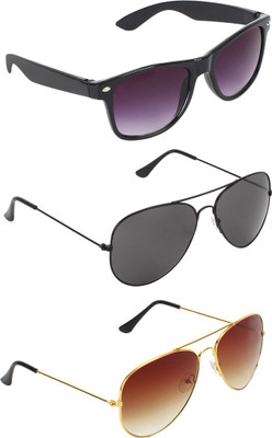 Zyaden Wayfarer, Aviator, Aviator Sunglasses(For Men & Women, Black, Black, Brown)