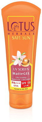 

Lotus herbal Safe Sun UV Screen Matte Gel, SPF 50, 100g - SPF 50 PA+++(100 g)