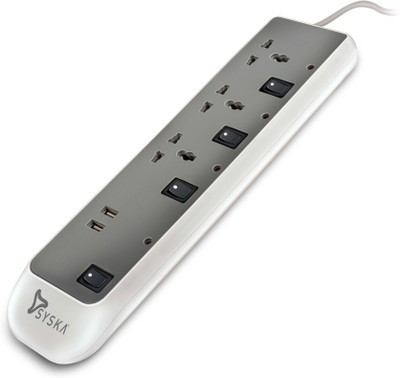

Syska 2 USB Port and 3 Socket Surge Protector(Grey)