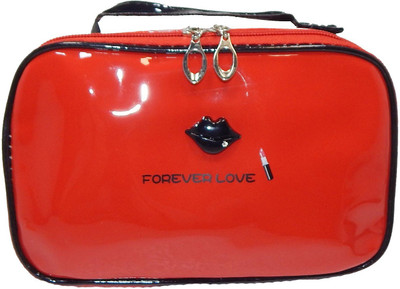 

RK Brands Love Forever Beautiful Red Shining PVC portable With inbuilt mirror Makeup Vanity Box(Shine Blood Red)
