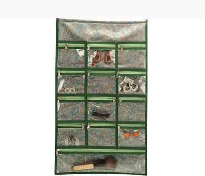 

E-Retailer Multifunction Wardrobe 13 Pockets Wall Hanging Organizer Dressing Kit & Jewellery Sorting Storage Bag / Door Wall Hanging Organizer ( Gold Green) Vanity Box(Golden)