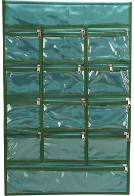 

E-Retailer Multifunction Wardrobe 13 Pockets Wall Hanging Organizer Dressing Kit & Jewellery Sorting Storage Bag / Door Wall Hanging Organizer ( Dark Green) Vanity Box(Green)