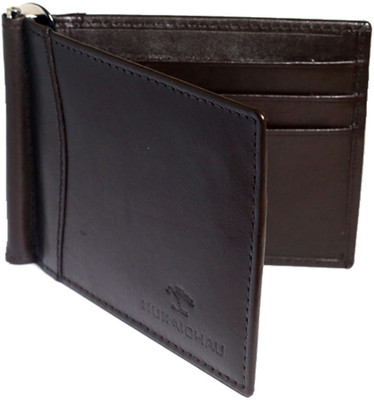 

NUKAICHAU Men Brown Genuine Leather Money Clip(8 Card Slots)