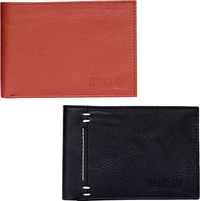 

Mogoul Men Tan, Black Genuine Leather Wallet(10 Card Slots), Tanblkpucw201812