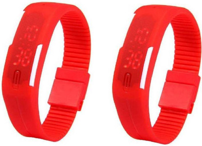 

Style Keepers SKLEDRED2 New Special Collection Dgital LED Red Colour And Red Atrractive And Comfertable Rubber Strap (Combo of 2) Watch - For Boys