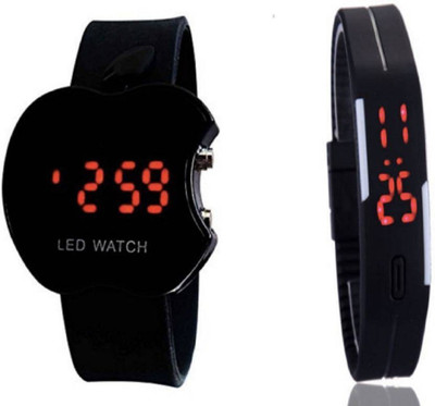 

Style Keepers SKLEDAPPLEBKLEDBK New Special CollectioN Led Apple Shape Black Dial & Black rubber Belt And Led Rectangle Shape Black Dial Black Rubber Belt & Atrractive And Comfertable Strap (Combo Of 2) Watch - For Boys