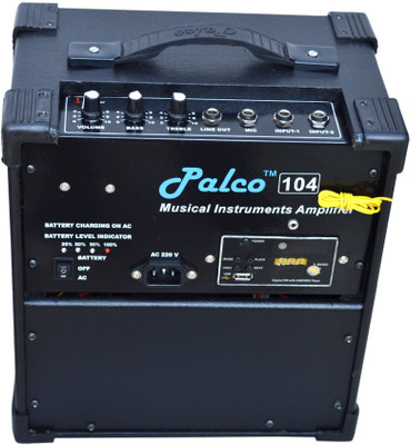 

PALCO SOUND SYSTEM M104 Inbuilt Rechargeable battery Guitar Amplifier with USB,FM,AUX 25 W AV Power Amplifier(Black)