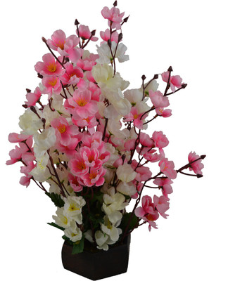 

Fancymart Artificial Cherry Blossom Flowers (size 18 inchs/ 45 cms) With Wood Pot - AF-1350 Multicolor Wild Flower Artificial Flower with Pot(17.71 inch, Pack of 1)
