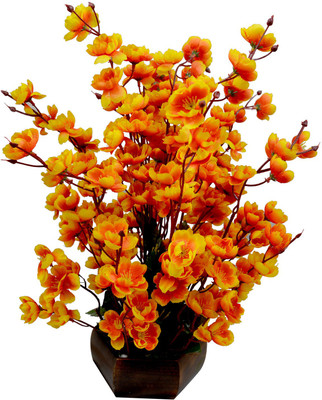 

Fancymart Artificial Cherry Blossom Flowers (size 18 inchs/ 45 cms) With Wood Pot - AF-1349 Orange Wild Flower Artificial Flower with Pot(17.71 inch, Pack of 1)