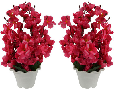 

Fancymart FP-S20146-875 Pink Wild Flower Artificial Flower with Pot(12 inch, Pack of 2)