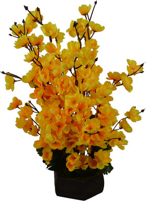 

Fancymart Artificial Cherry Blossom Flowers (size 18 inchs/ 45 cms) With Wood Pot - AF-1359 Yellow Wild Flower Artificial Flower with Pot(17.71 inch, Pack of 1)