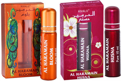 

Kivalo Ⓡ Haramain Pure Original Bloom & Husna Fragrance Roll On Attar Combo Pack of 2 x 10 ml For Women Floral Attar(Musk)