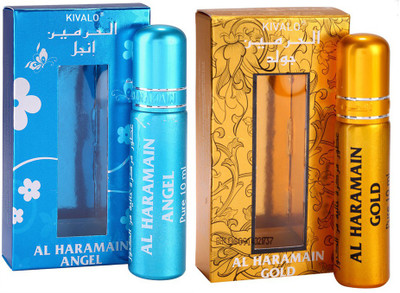 

Kivalo Ⓡ Haramain Pure Original Angel & Gold Fragrance Roll On Attar Combo Pack of 2 x 10 ml For Women Floral Attar(Amber)