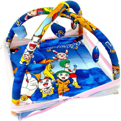 

babique Cotton Kids BED CUM WITH MOSQUITO NET Mosquito Net (Dore Moon) KIDS CRIB(Fabric, Blue)