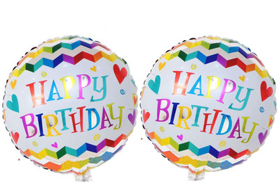 

AMFIN Printed (Pack OF 2) 17 Inch Happy Birthday Round Foil Balloons/happy birthday Balloons For Decoration/Birthday Theme Party Decorations Balloon(Multicolor, Pack of 2)