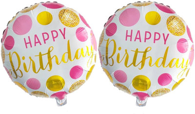 

AMFIN Printed Pack Of 2) 17 Inch Happy Birthday Round Foil Balloons/happy birthday Balloons For Decoration/Birthday Theme Party Decoration Balloon(Multicolor, Pack of 2)