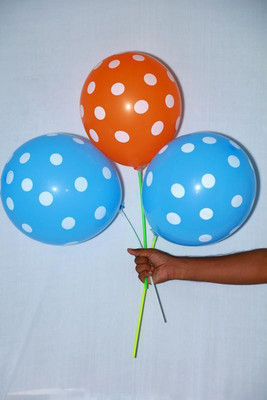 

shopely Printed (light blue & orange) colour Polka Dot Balloons -pack of 50 Balloon(Multicolor, Pack of 50)