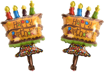 

AMFIN Printed (Pack Of 2) 14 Inch Happy Birthday Cake Shape Balloons/happy birthday Balloons For Decoration/Birthday Party Supply Balloon(Multicolor, Pack of 2)