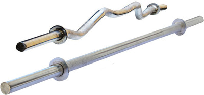 

L'AVENIR PREMIUM 3ft. Weight Lifting CURL ROD + STRAIGHT ROD with CLAMPS Weight Lifting Bar(Silver)