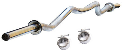L'AVENIR Premium 3ft. Weight Lifting CURL ROD with CLAMPS Weight Lifting Bar(Silver)