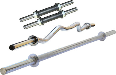 

L'AVENIR PREMIUM 2pcs. 14" DUMBBELL RODS + 3ft. Weight Lifting CURL ROD + 3ft. STRAIGHT ROD Weight Lifting Bar(Silver)