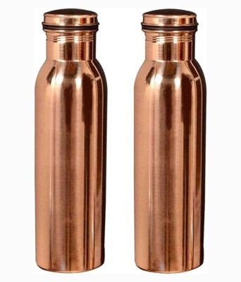 indmart Copper Fridge Bottle small Cap Set of 2 1000 ml Bottle(Pack of 2, Brown, Copper)