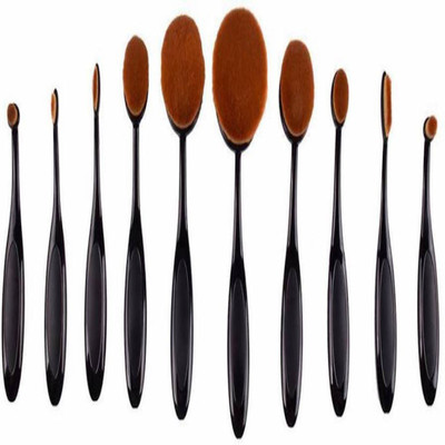 

Glamouroui 10 Piece Premium Oval Brush Set (Black)(Pack of 10)