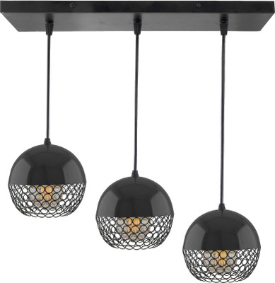 Homesake 3-Lights Linear Cluster Chandelier Hanging Globe Hanging Pendant Light, Kitchen Area and Dining Room Light Pendant Lamp Ceiling Lamp(Black)