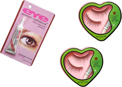 

Eye Lashes Glue- DarkTone & Easy to Remove - Low Cost- Free 2 Pair False Eyelashes Natural Glue(Set of 3)