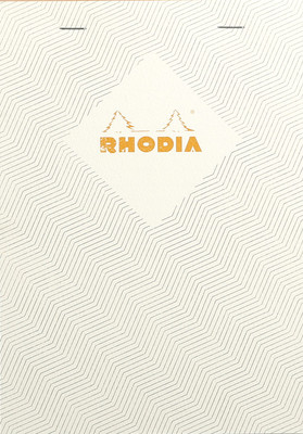

Rhodia A5 Note Pad(16631C Heritage White Chevron Stapled Orange Line Ruled Notepad - A5 - 210 mm x 148 mm, White/Orange)