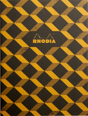 

Rhodia A5 Note Book(117242C Heritage Black Escher Stapled Orange Line Ruled Notebook - A5 - 210 mm x 148 mm, Black/Orange)