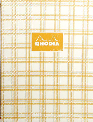 

Rhodia A5 Note Book(117233C Heritage White Tartan Stapled Orange Line Ruled Notebook - A5 - 210 mm x 148 mm, White/Orange)
