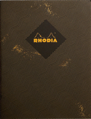 

Rhodia A5 Note Book(117241C Heritage Black Chevron Stapled Orange Line Ruled Notebook - A5 - 210 mm x 148 mm, Black/Orange)