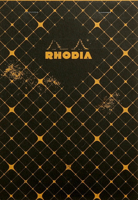 

Rhodia A5 Note Pad(16664C Heritage Black Quadrille Stapled Orange Line Ruled Notepad - A5 - 210 mm x 148 mm, Black/Orange)