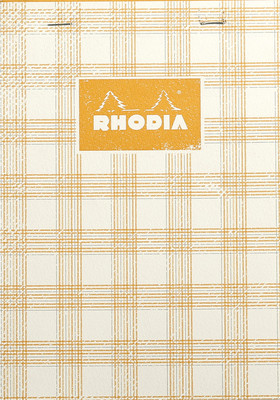 

Rhodia A5 Note Pad(16633C Heritage White Tartan Stapled Orange Line Ruled Notepad - A5 - 210 mm x 148 mm, White/Orange)