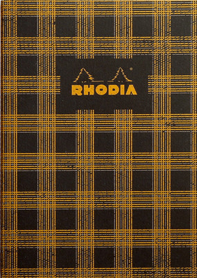 

Rhodia Book-size Note Book(117113C Heritage Black Tartan Stapled Orange Line Ruled Notebook - 250 mm x 190 mm, Black/Orange)